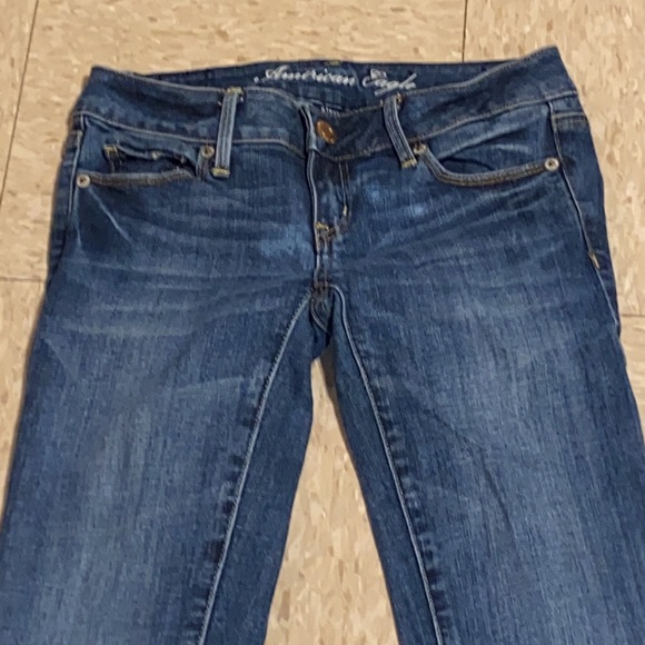 AE Stretch '90s Skinny Jean in Distressed Dark Atlantic size 00 - Picture 2 of 11